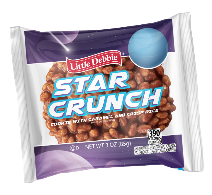 A Star Crunch Cookie in a wrapper with planets and stars on the packaging.
